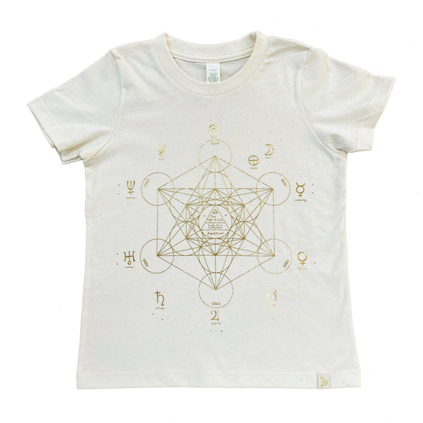 Metatron's Cube Crew Tee in Gold Foil