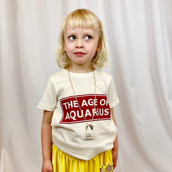 The Age of Aquarius  Crew Tee in Natural/Red