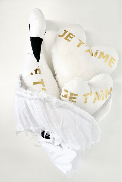 Heart Je t'aime Pillow in Gold