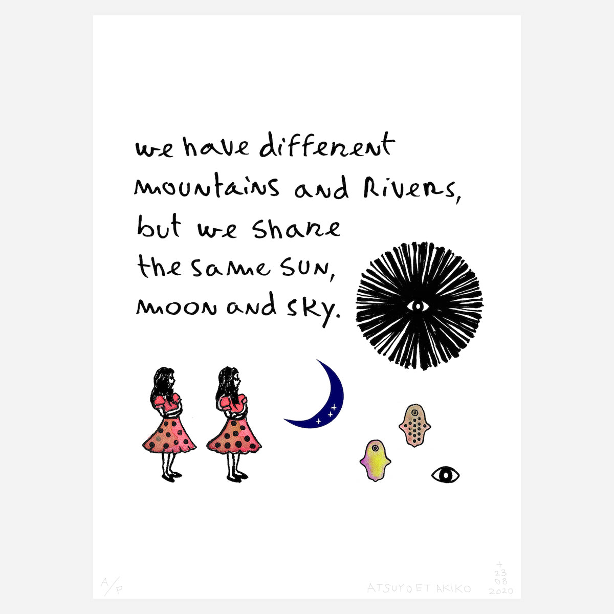 Sun, Moon and Sky Wall Art ( hand-colored )