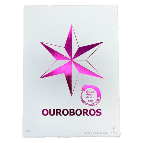 Ouroboros Star Wall Art in Pink Foil