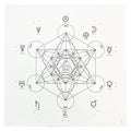 Metatron's Cube Wall Art in Black ink