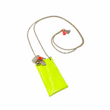 Crystal Necklace with Leather pouch -  Fluo
