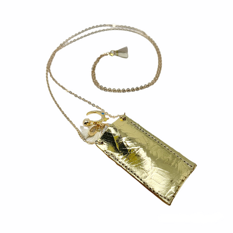 Crystal Necklace with Leather pouch - Foil