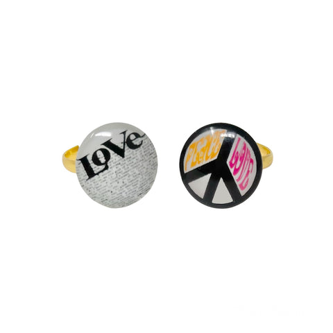 Love + Peace Ring (set of 2)