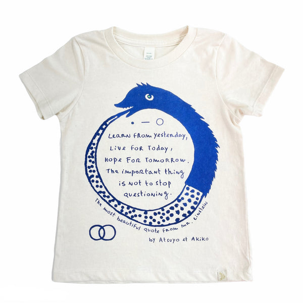 Learn, Live, Hope Crew Tee in Natural with Blue Print