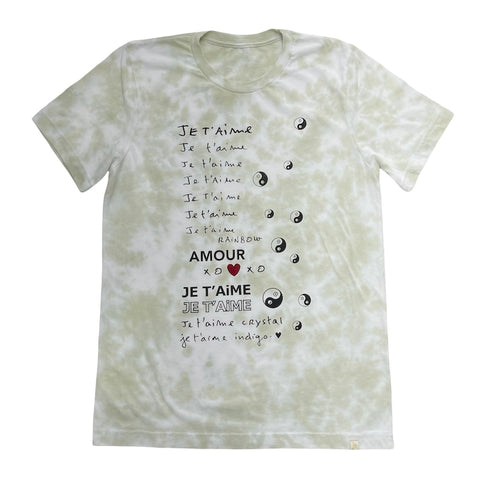 Je t'aime Rainbow Unisex Tie Dye Olive Tee