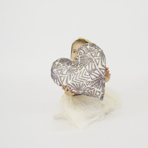 Heart Sequins Pillow in Rainbow