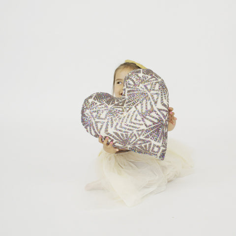 Heart Sequins Pillow in Rainbow