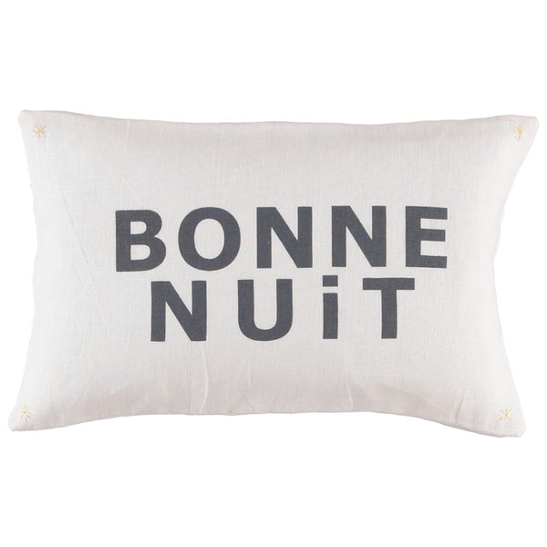 CUSHiON - LETTER - BONNE NUiT GRAY ON MiLKY WHiTE