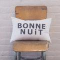 CUSHiON - LETTER - BONNE NUiT GRAY ON MiLKY WHiTE