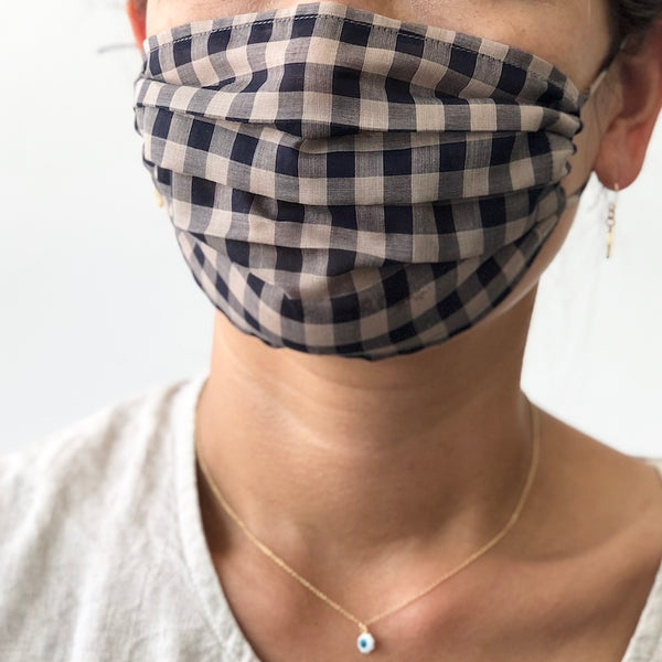 Cotton Face Mask - Gingham - Adult size