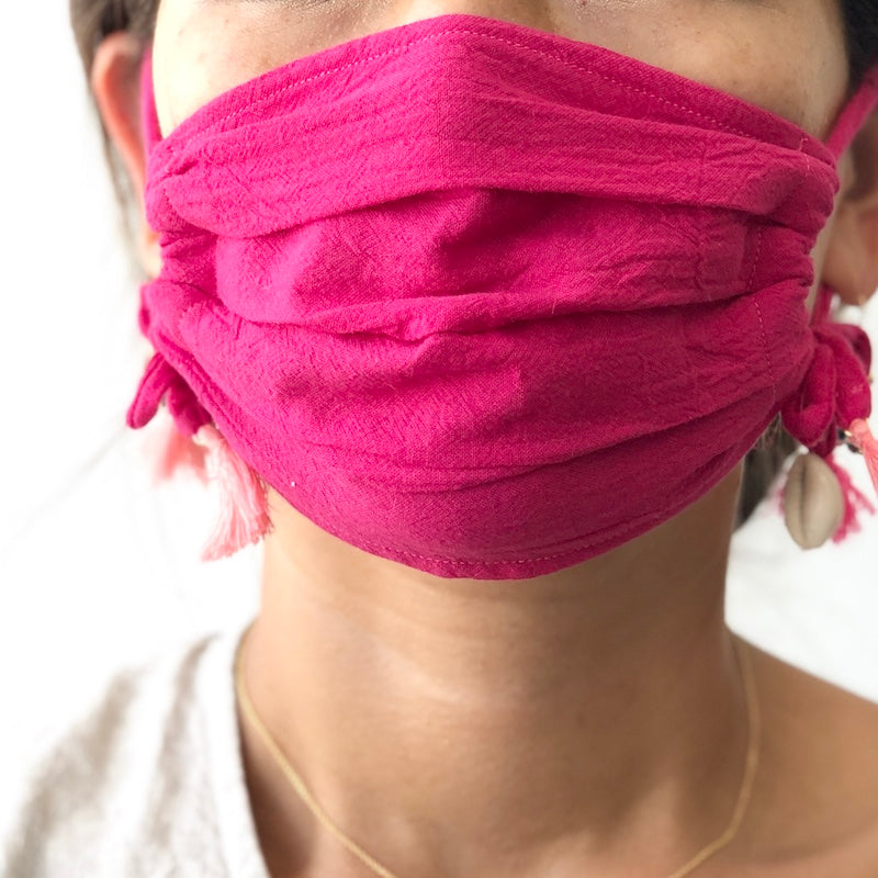 Cotton Gauze Face Mask - Charlotte in Fuchsia