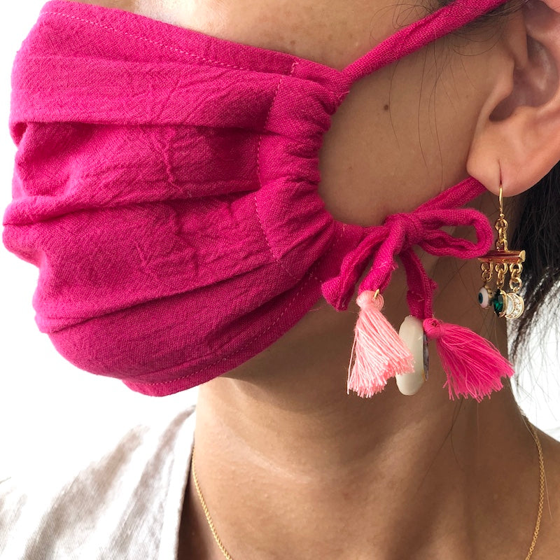 Cotton Gauze Face Mask - Charlotte in Fuchsia