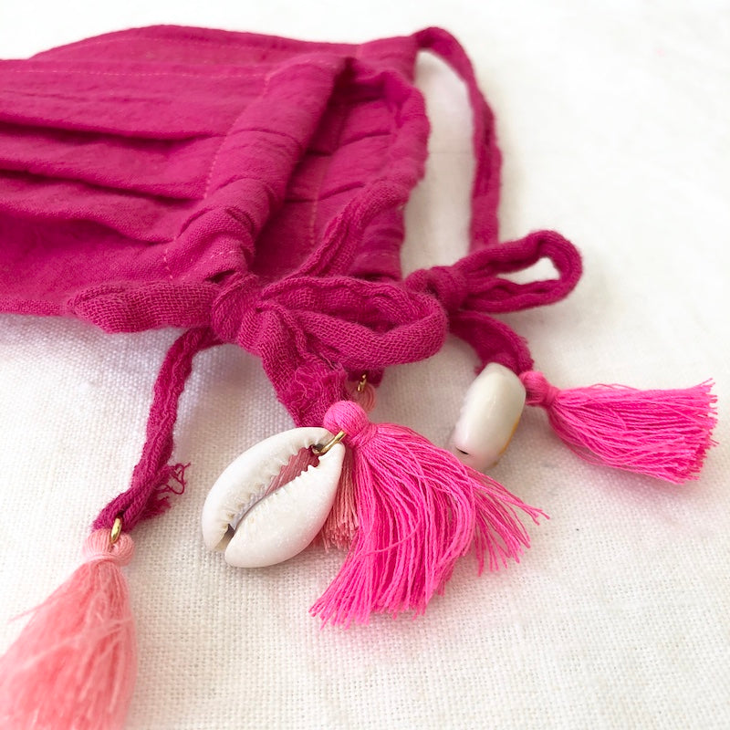 Cotton Gauze Face Mask - Charlotte in Fuchsia