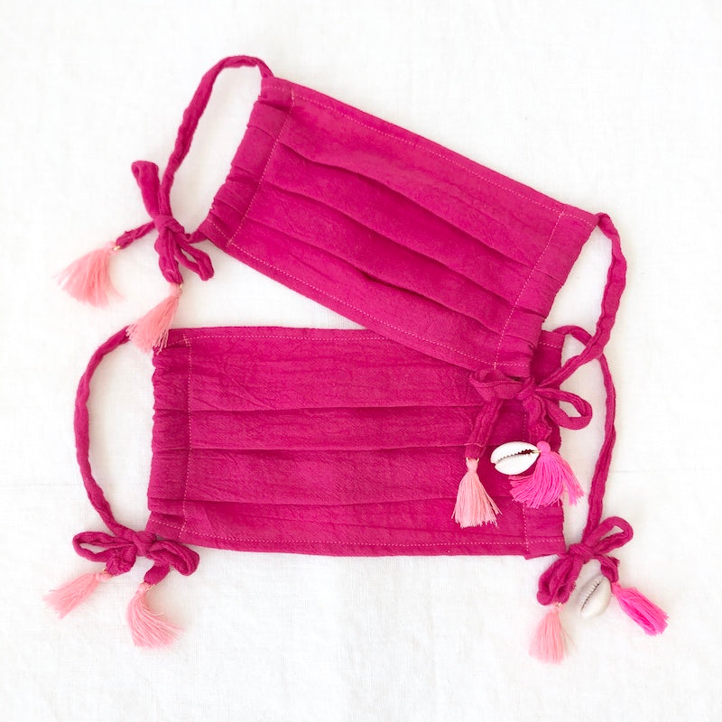 Cotton Gauze Face Mask - Charlotte in Fuchsia