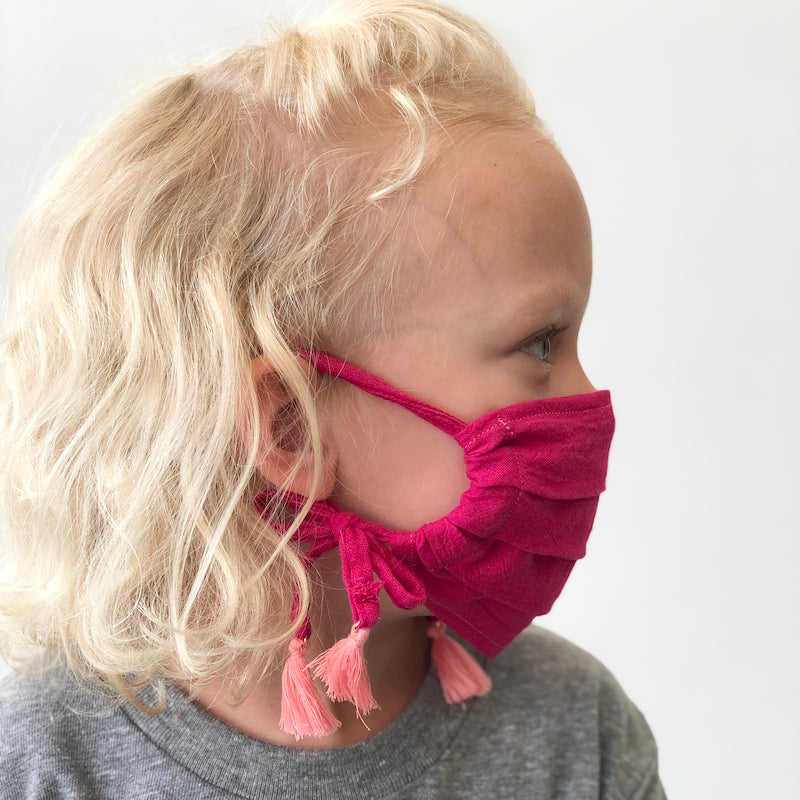 Cotton Gauze Face Mask - Charlotte in Fuchsia