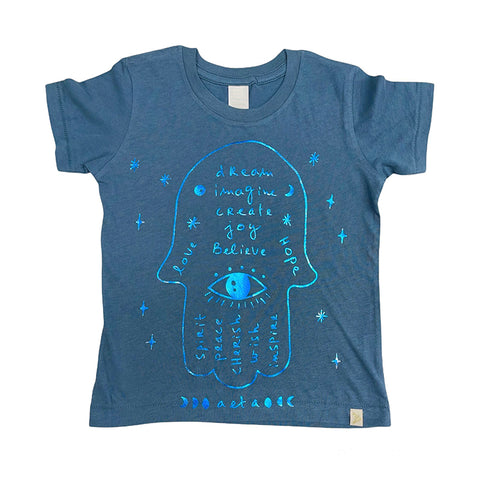 Crew Tee - Hamsa in Blue Foil