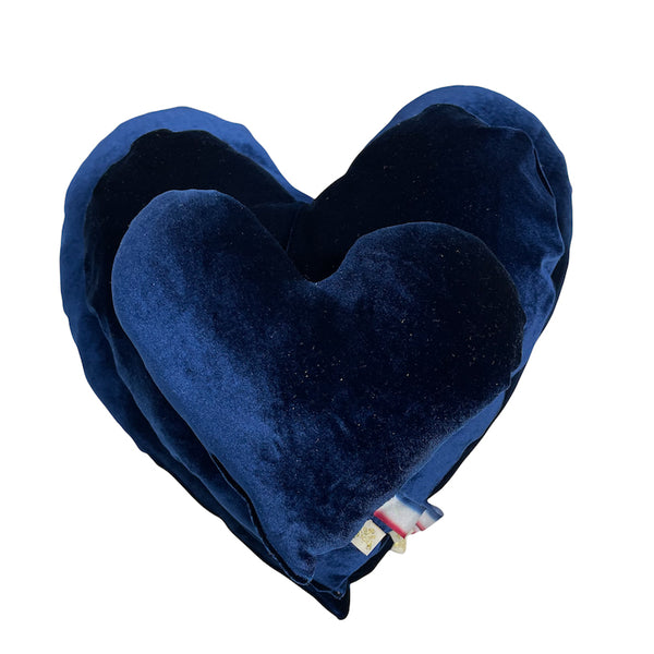 Le Heart Velvet Pillow - Navy
