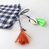 Cotton Face Mask - Gingham_Tassels - Adult size