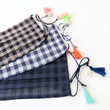Cotton Face Mask - Gingham_Tassels - Adult size