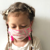 Linen Face Mask - Bubble Talk in Pink