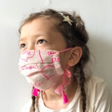 Linen Face Mask - Bubble Talk in Pink