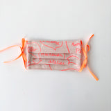 Linen Face Mask - Bubble Talk in Orange / Green