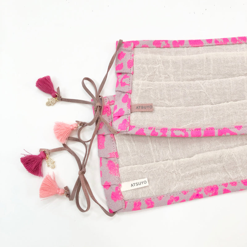 Cotton Linen Double Layered Face Mask - Léo in Pink