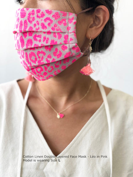 Cotton Linen Double Layered Face Mask - Léo in Pink
