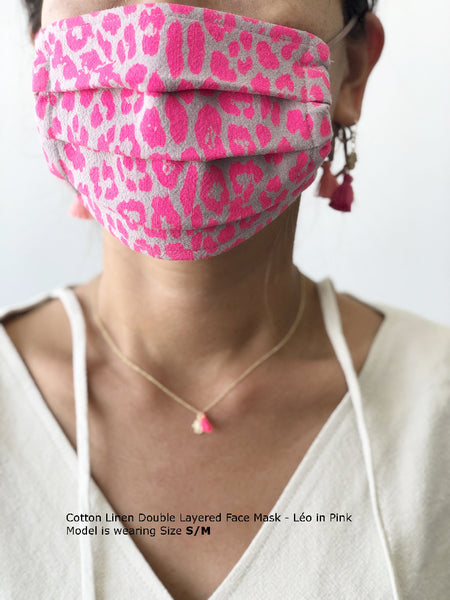 Cotton Linen Double Layered Face Mask - Léo in Pink