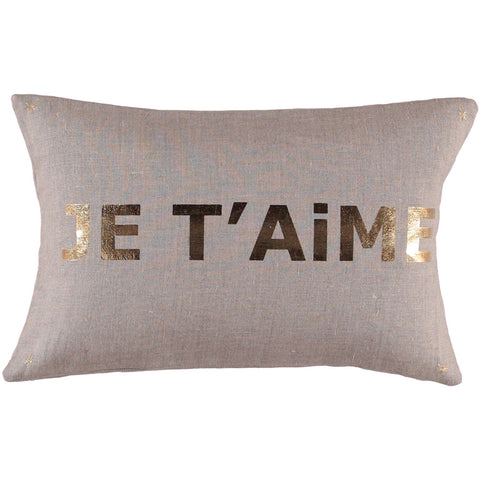 CUSHiON - LETTER - JE T'AiME GOLD FOiL ON COCONUT