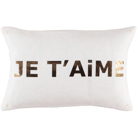 CUSHiON - LETTER - JE T'AiME GOLD FOiL ON MiLKY WHiTE