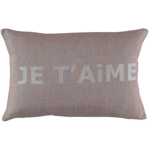 CUSHiON - LETTER - JE T'AiME SiLVER WHiTE ON COCONUT