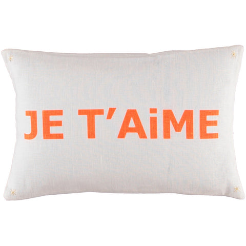 CUSHiON - LETTER - JE T'AiME ORANGE ON MiLKY WHiTE