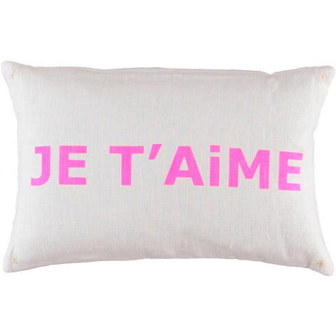 CUSHiON - LETTER - JE T'AiME PiNK ON MiLKY WHiTE