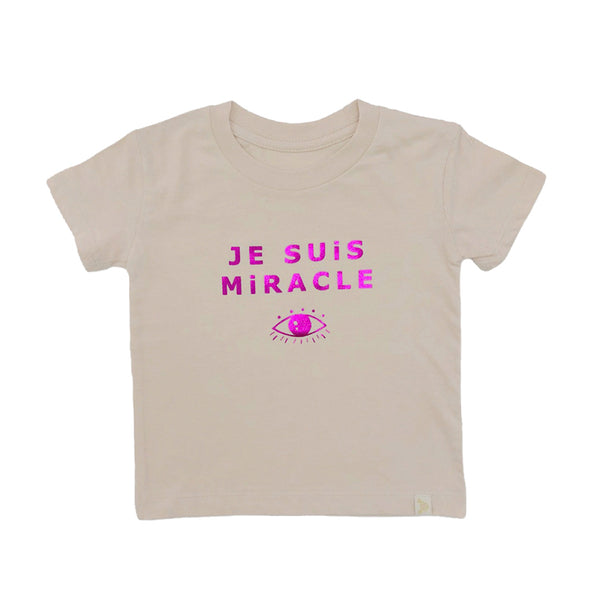 Crew Tee - Je Suis Miracle Pink Foil in Natural