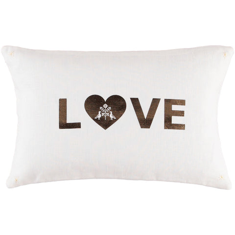 CUSHiON - LETTER - LOVE GOLD FOiL ON MiLKY WHiTE