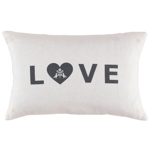 CUSHiON - LETTER - LOVE GRAY ON MiLKY WHiTE