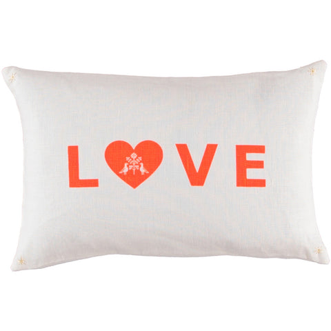 CUSHiON - LETTER - LOVE ORANGE iN MiLKY WHiTE