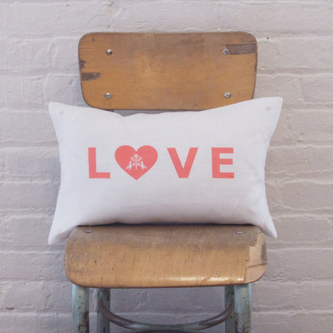 CUSHiON - LETTER - LOVE ORANGE iN MiLKY WHiTE