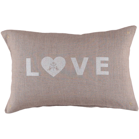 CUSHiON - LETTER - LOVE SiLVER WHiTE ON COCONUT