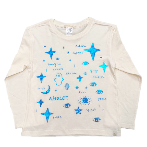 23 Team Amulet in Lara Long Sleeve Tee in Natural - Blue Foil