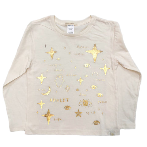 23 Team Amulet in Lara Long Sleeve Tee in Natural - Gold Foil
