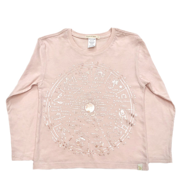 23 The Wheel Of Life in Lara Long Sleeve Tee in Pink-Rose Gold Foil