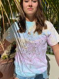 Unisex Tie Dye Tee - Metatron's Cube in Gold Foil