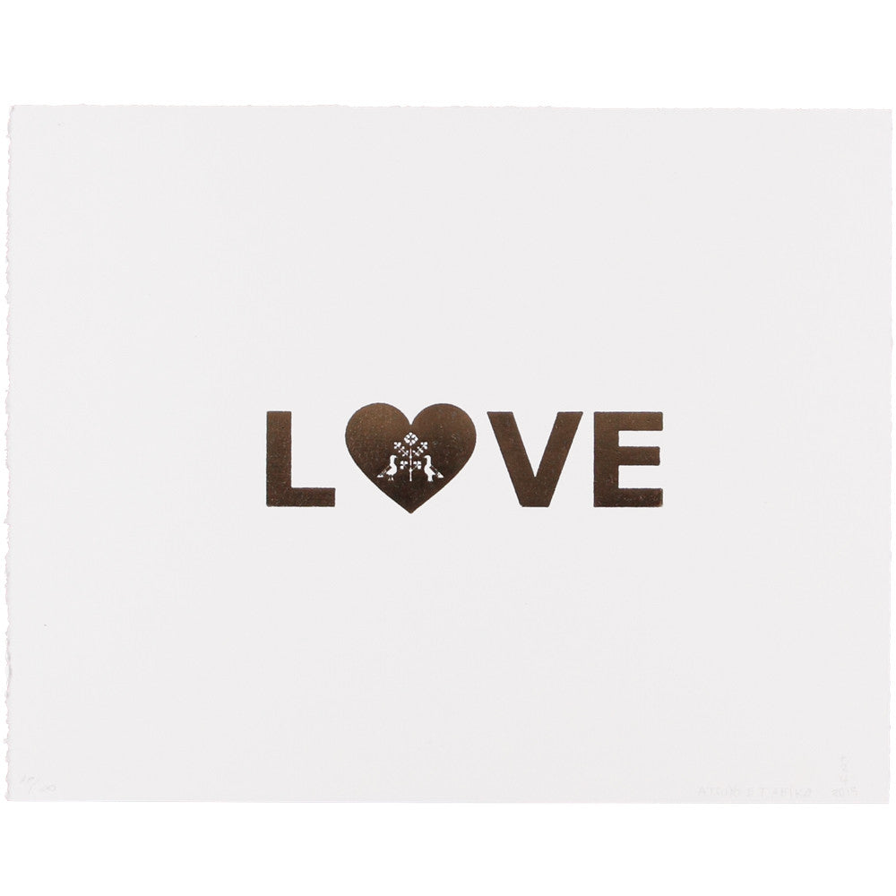LOVE Wall Art in Gold Foil
